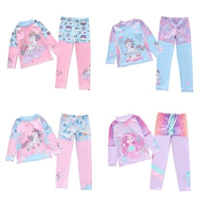 Children's Long Sleeve & Pants 2-Piece Surfing Swimsuit for Medium & Large Girls