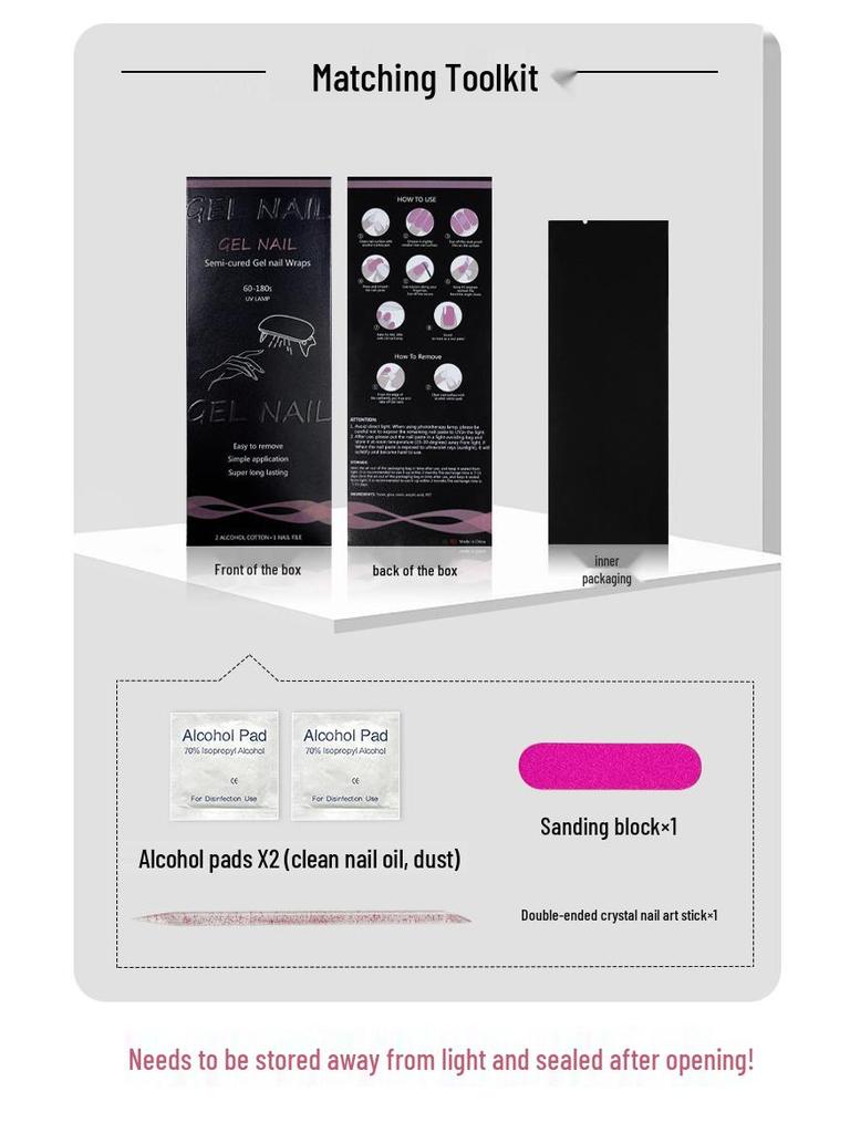 ES65 Adesivos de Unha em Gel UV Semi-Curado - 20 Dedos Design Simples