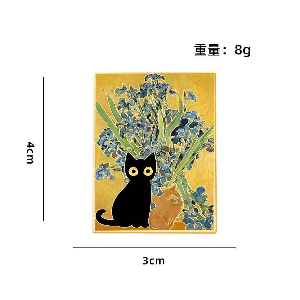 Van Gogh Famous Painting Starry Sky Series Badge Creative Cute Black Cat Landscape Oil Painting Metal Brooch Student Bag Decoration