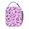 Gradient Purple Bat Pattern Insulated Lunch Bag for Kids School Cooler Thermal Food Box Tote Leakproof Lunch Boxes Container