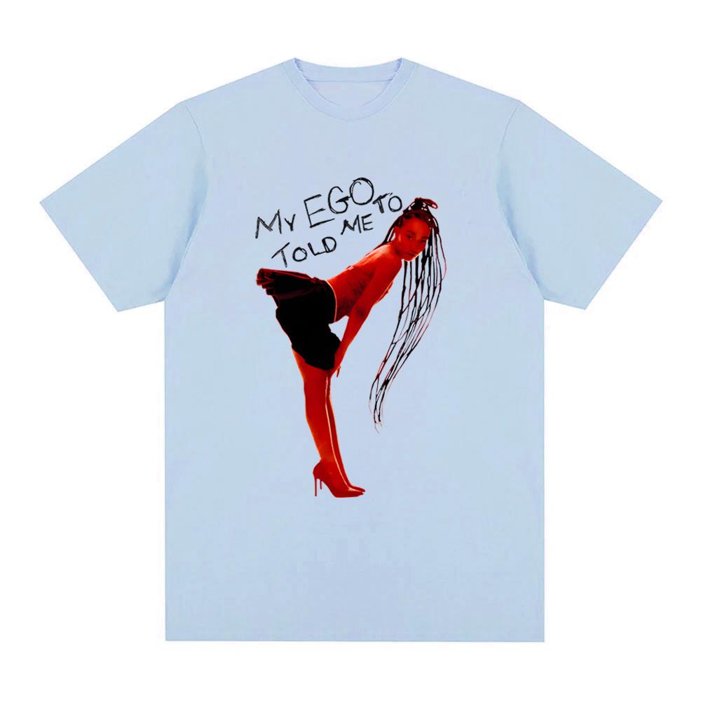 'MY EGO TOLD ME TO' FADED WHITE T-SHIRT 2025 NEW Leigh-Anne Pinnock 100% Cotton TOPS Vintage High Quality Summer Hip Hop Tshirt