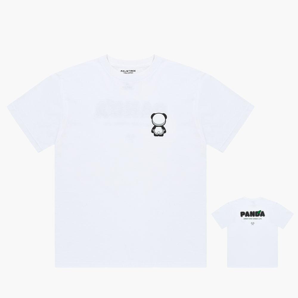 Palm Tree Golf Panda Short Sleeve T-Shirt White L