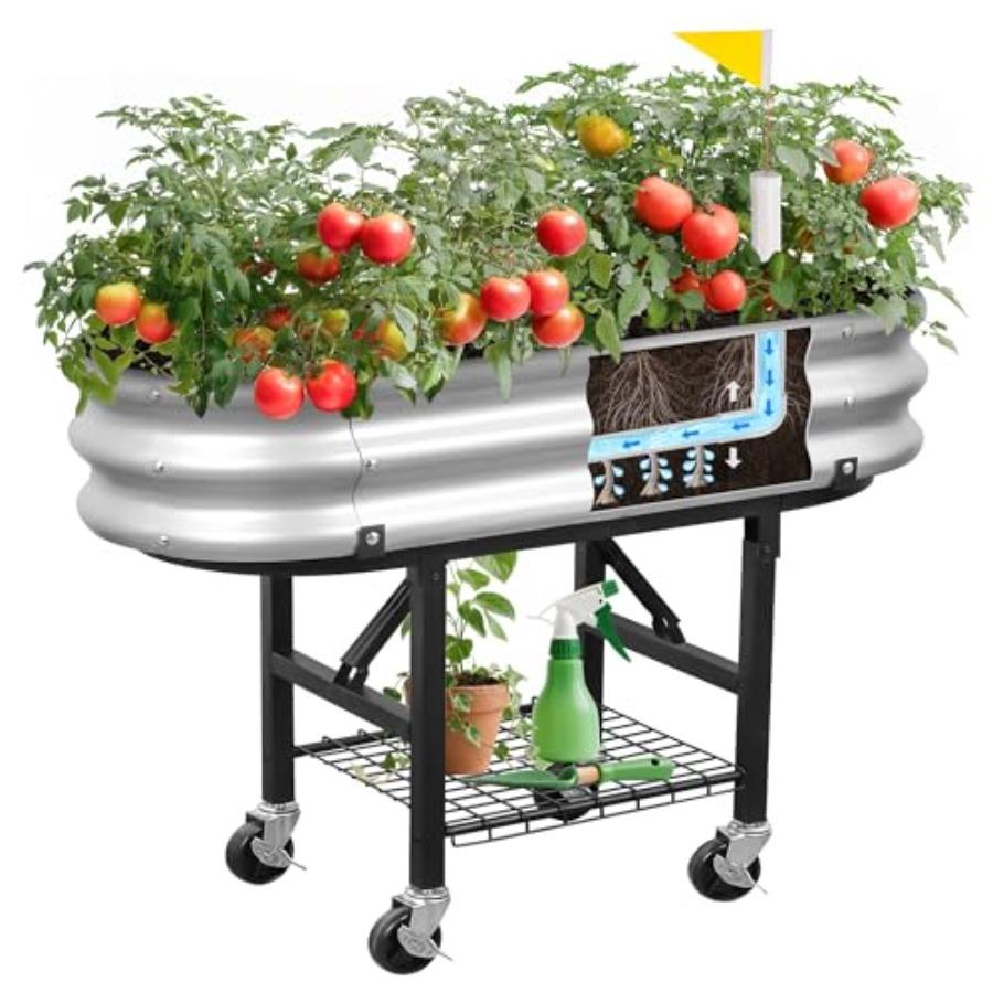 

Raised Garden Bed with Legs and Heavy Duty Wheels Self-Watering Planter Box Easy-Install Foldable Stand Galvanized Metal Elevat United States