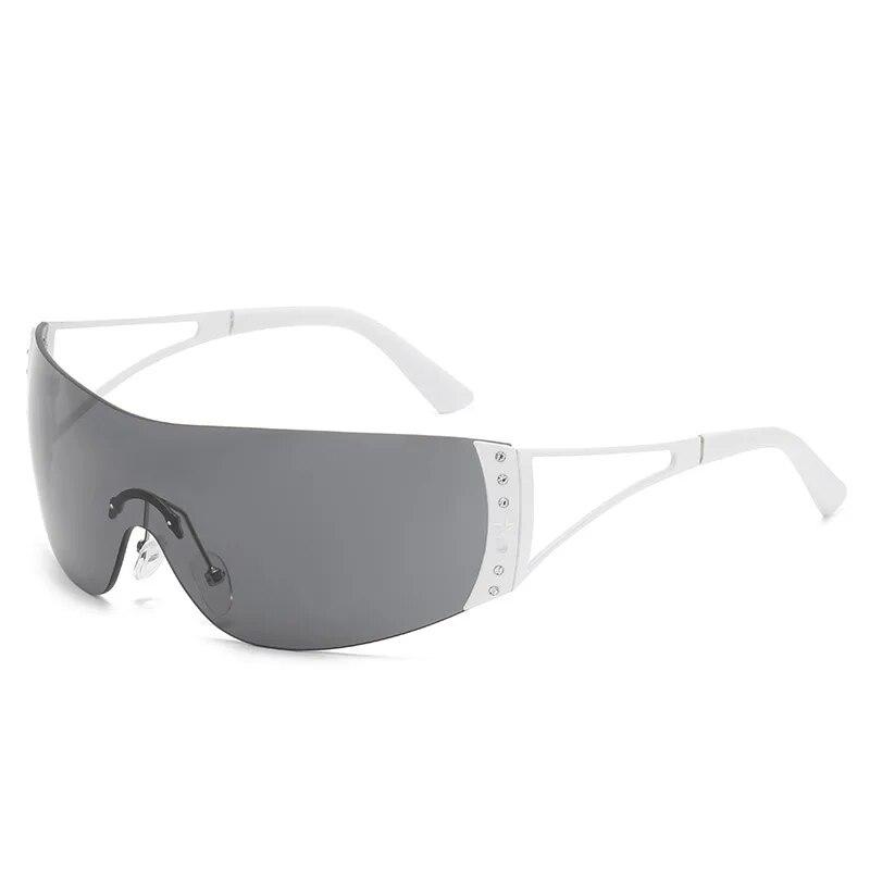 Rimless Diamond-encrusted Sunglasses European And American Sunglasses Y2k Future Technology Sports Mirror Sunglasses