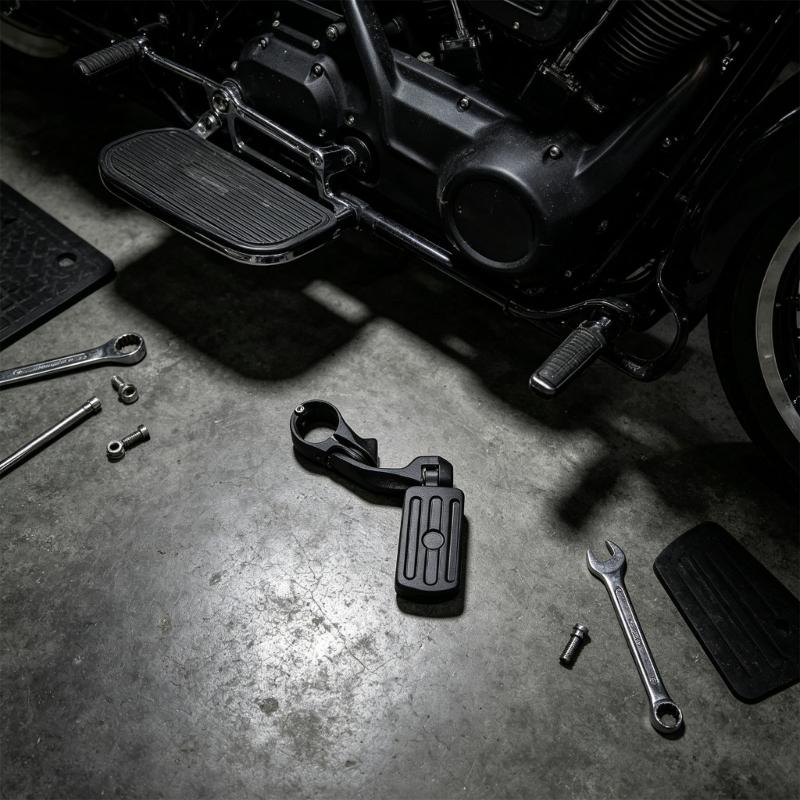 Motorcycle Highway Foot Pegs Pair for Crash Bars, Clamp On Footrests with Rubber Pads, 32MM Bar Fit and Road Use