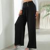 Ladies Color Fashion Elastic Waist High Waist Wide Leg Pants Casual Pants