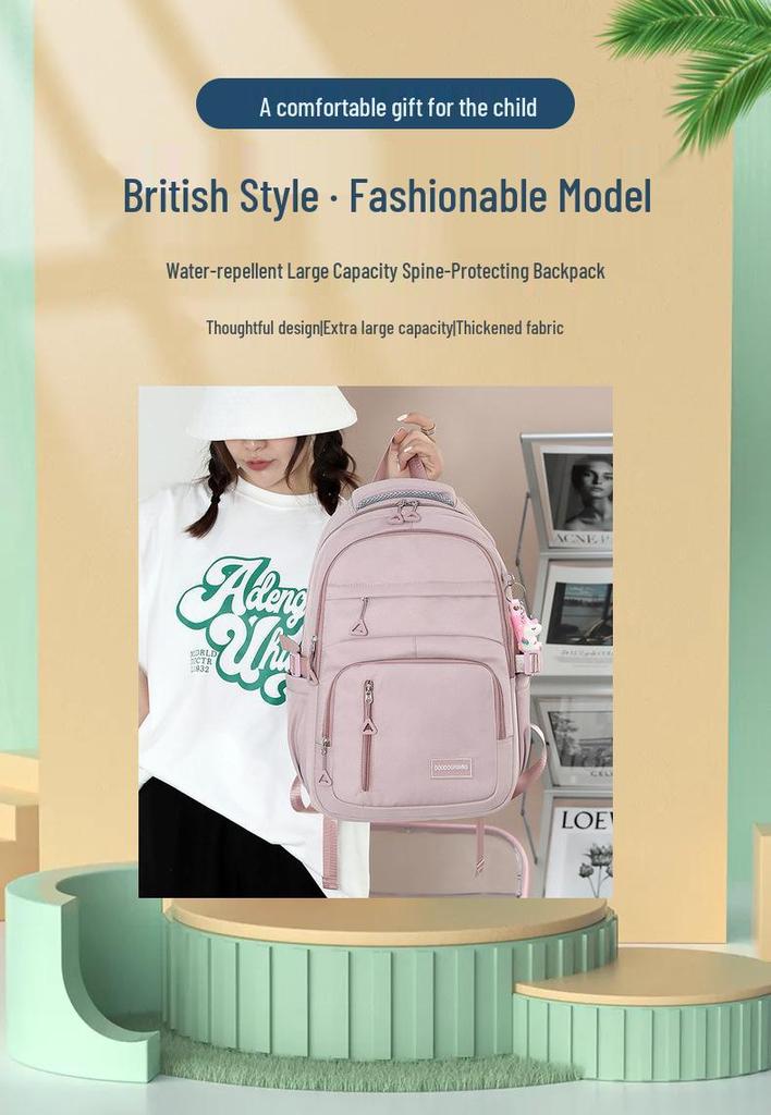 Trendiger Girly-Rucksack mit großem Fassungsvermögen - Mehrere Fächer, lässige Schul-/Reisetasche