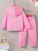 A Cute Two-piece Set of Cartoon Printed Fleece Hooded Long-sleeved Sweatshirts and Sweatpants for Infants and Toddlers in Spring