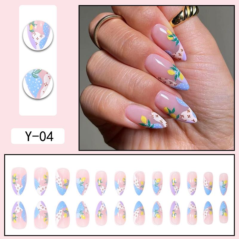 Y1 Fake Nail Sticker Wearing Nail Finished Nail Piece Removable Blush Nail Girl Cat Eye Gradual Change Nail Patch