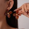 DIGADAGU Metal Acrylic Flower Stud Earrings New Women's Elegant Charming Earrings Everyday Zircon Accessories