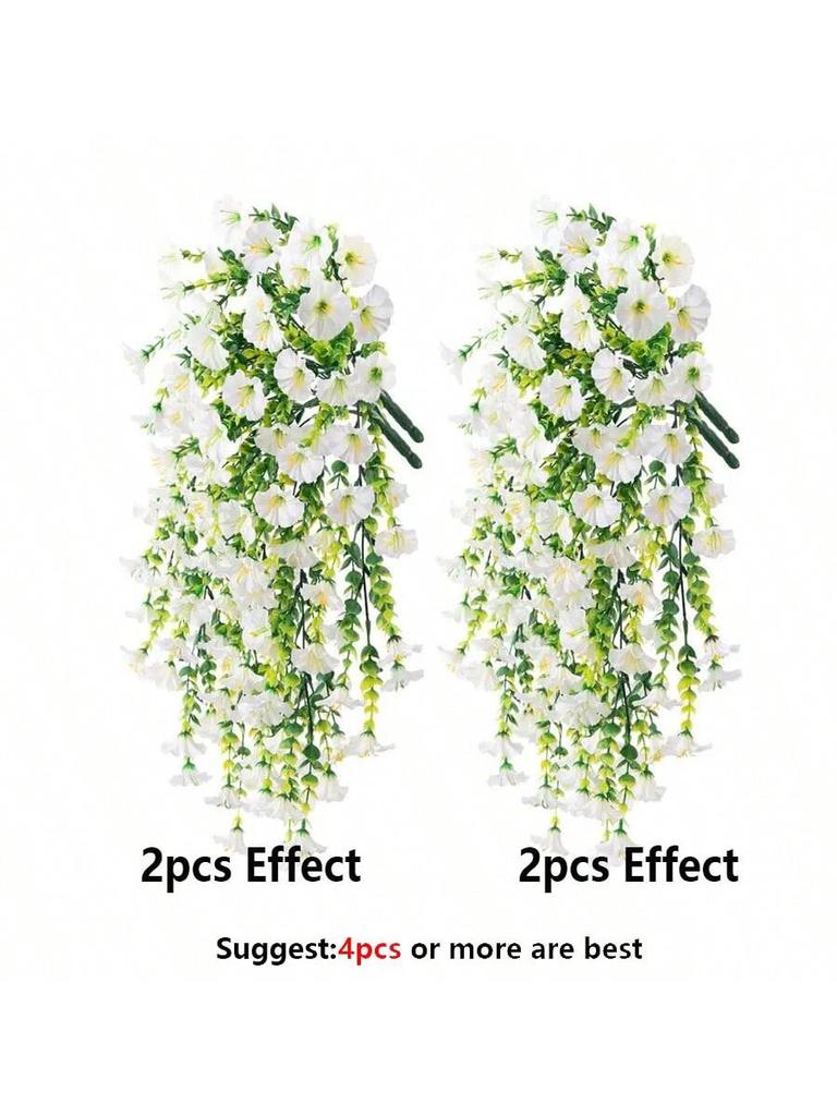 1/2pcs UV-Resistant Artificial Morning Glory & Eucalyptus Hanging Decor - Perfect For Home,Garden,Weddings Outdoor Decoration