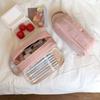 Pink Cloth Multilayer Pencil Case Desktop Storage Solid Color Pencil Pouch  Student