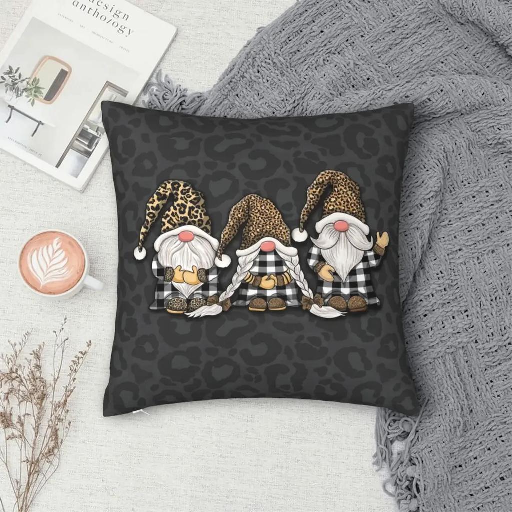 Christmas Gnome Square Polyester Pillowcase  Printed Zip Decorative Throw Pillow Case Home Cushion Case Wholesale