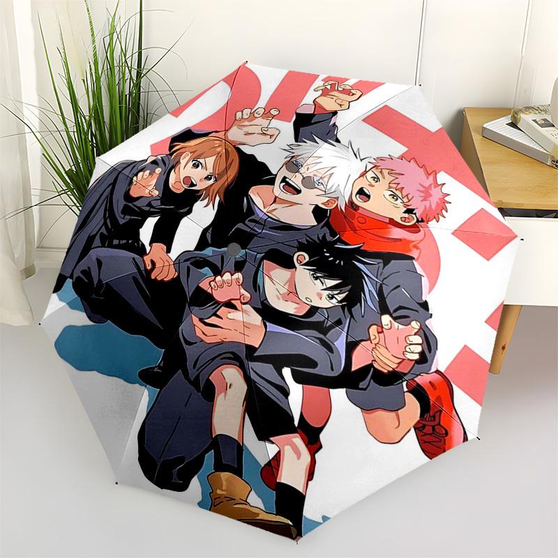1pc Jujutsu Kaisen Characters Outdoor Umbrella - Automatic Opening/Closing, Portable 3-Fold Design, 8-Bone Iron Frame - Perfect Gift for Fans, Travele