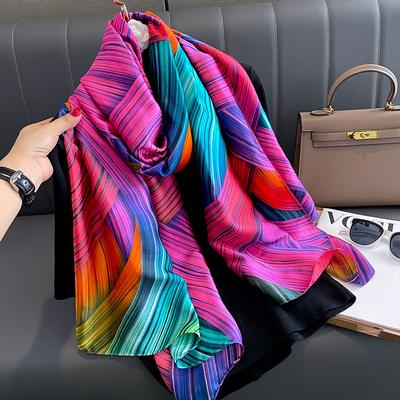 Spring Scarf Women'S Luxury Design Polyester Material Smooth Scarf Soft Shawl Beach