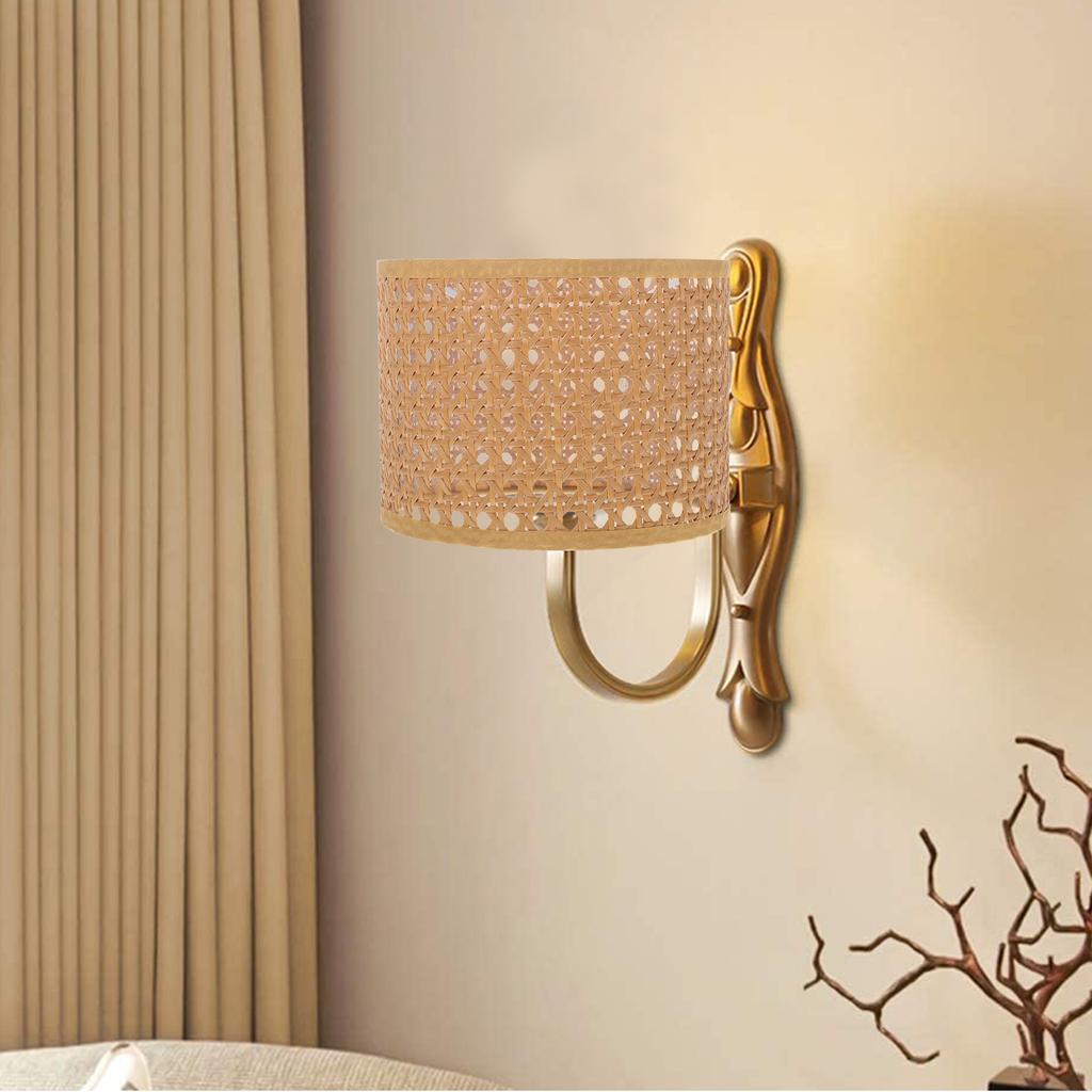 Woven Rattan Lampshade Ceiling Ornament Black Chandelier Accessories Decor Simple Craft Desk