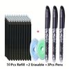 50pcs Erasable Gel Pens -0.5mm Point - Heat &Rub Resistant - Ideal for School & Office Use (30 Refills+3 Pens+2 Eraser)