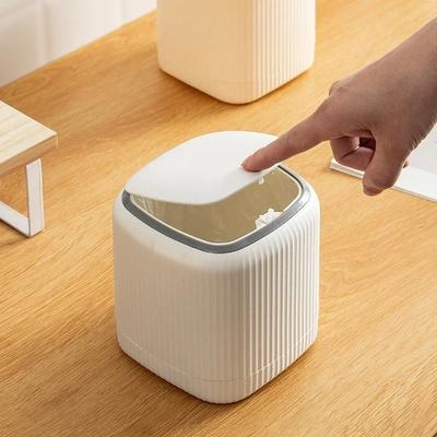 Mini Desktop Trash with Lid Outside Double Barrels Garbage Bedroom Office Desk Storage Box Made Durable Plastic Home Supplies