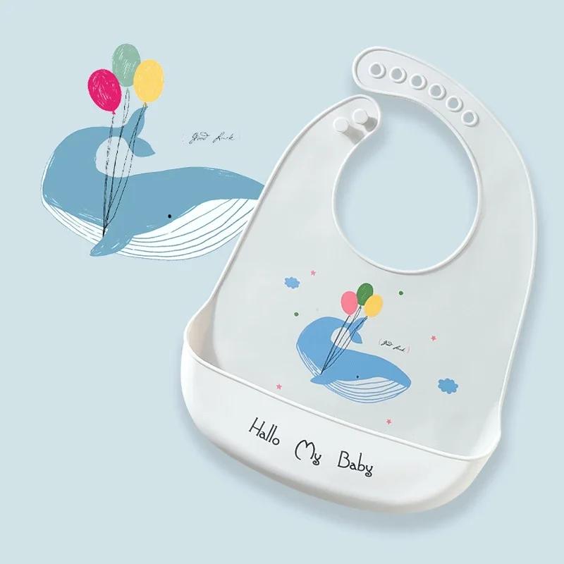 Baberos de silicona suave para bebés, artículos para niños y niñas, baberos impermeables para alimentación de bebés recién nacidos, delantales de dibujos animados, baberos para niños pequeños, paños para eructar, pañuelos