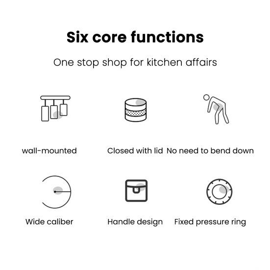 Wall Mounted Garbage Bin with Lid Large Capacity Easy To Install Cabinet Door Trash Can Food Garbage Holder