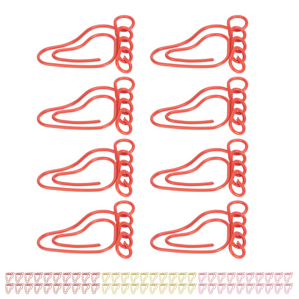 100pcs Paper Clip Foot Shape Cute Anti Slip Portable Paperclip for Bookmark Office Document File