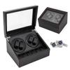4+6 Automatic Watch Winder Box Carbon Fiber Display Case 10 Watch Storage Rotation