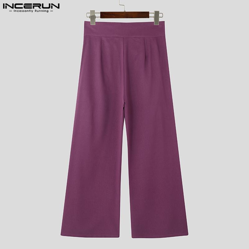 INCERUN Men Front Cross Warp Ruffled Layers Zipper Waist Long Loose Casual Trousers Pants