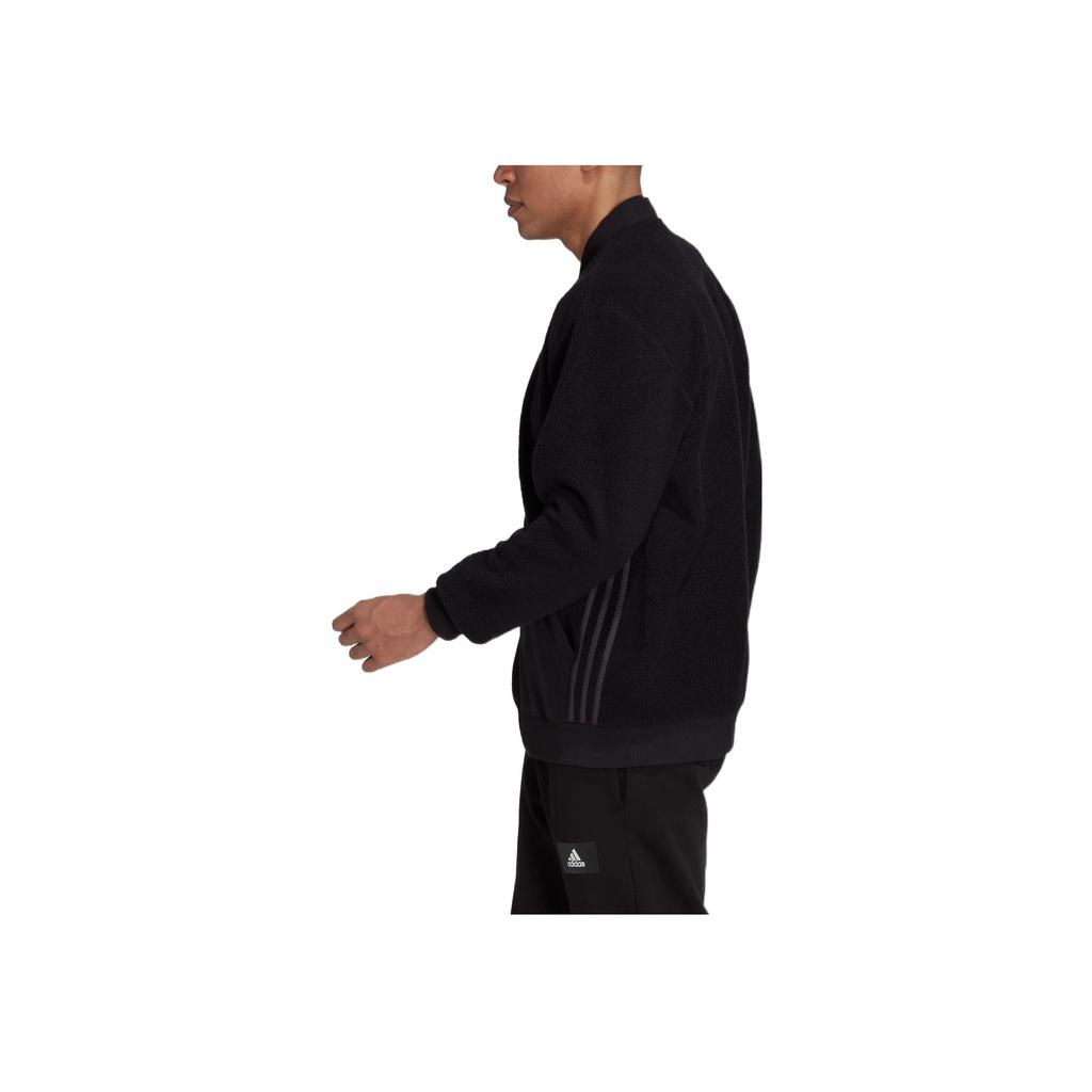 Adidas Logo Print Zip Long Sleeve Pilot Collar Jacket Men Jacket Black HL6920