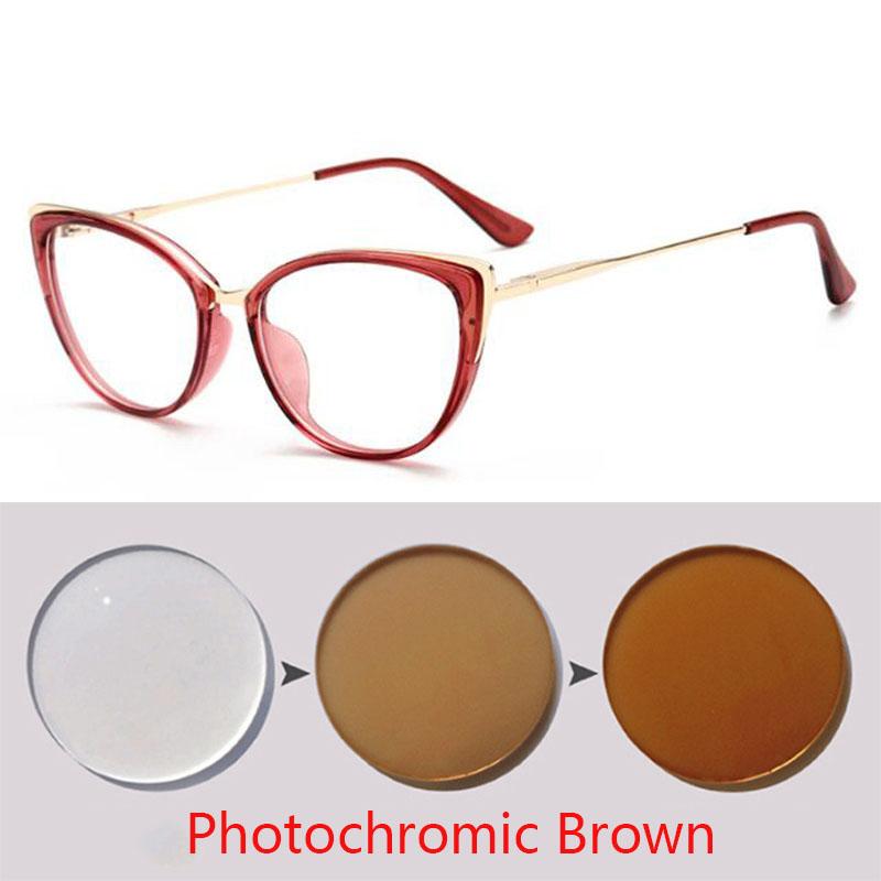 Cat Eye Spectacle Women Transparent Frame Optical Eyewear Myopia Glasses Diopter 0 -0.5 -0.75 -1.0 -2.0 -2.5 -3.0 To -6.0