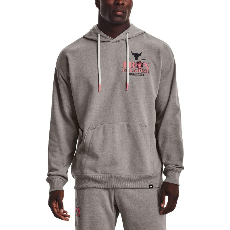 Under Armour Graphic Print Sports Drawstring Hoodie Men Hoodies Gray 1373562-294