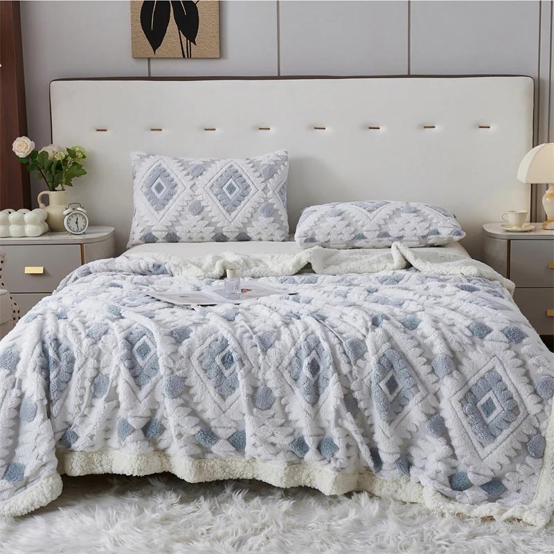 Bohemia Warmth Thickened Jacquard Blanket Autumn Winter Creative Geometric Pattern Sofa Blankets Keep Warm Plush Nap Comforter