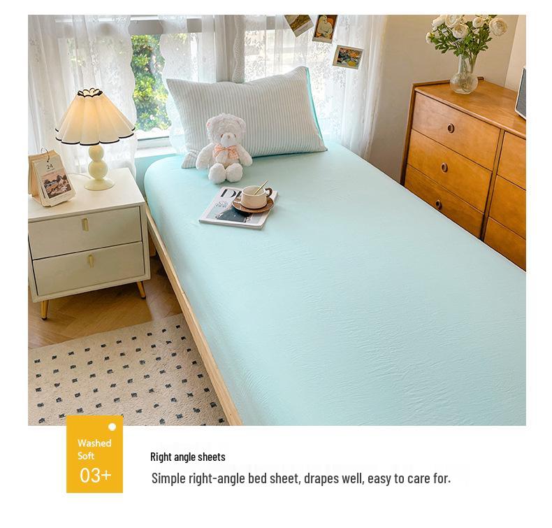 Minimalist Washed Cotton Bedding Set: Three-Piece for Dorm Beds, Includes Sheet, Duvet Cover, and Four Pillowcases