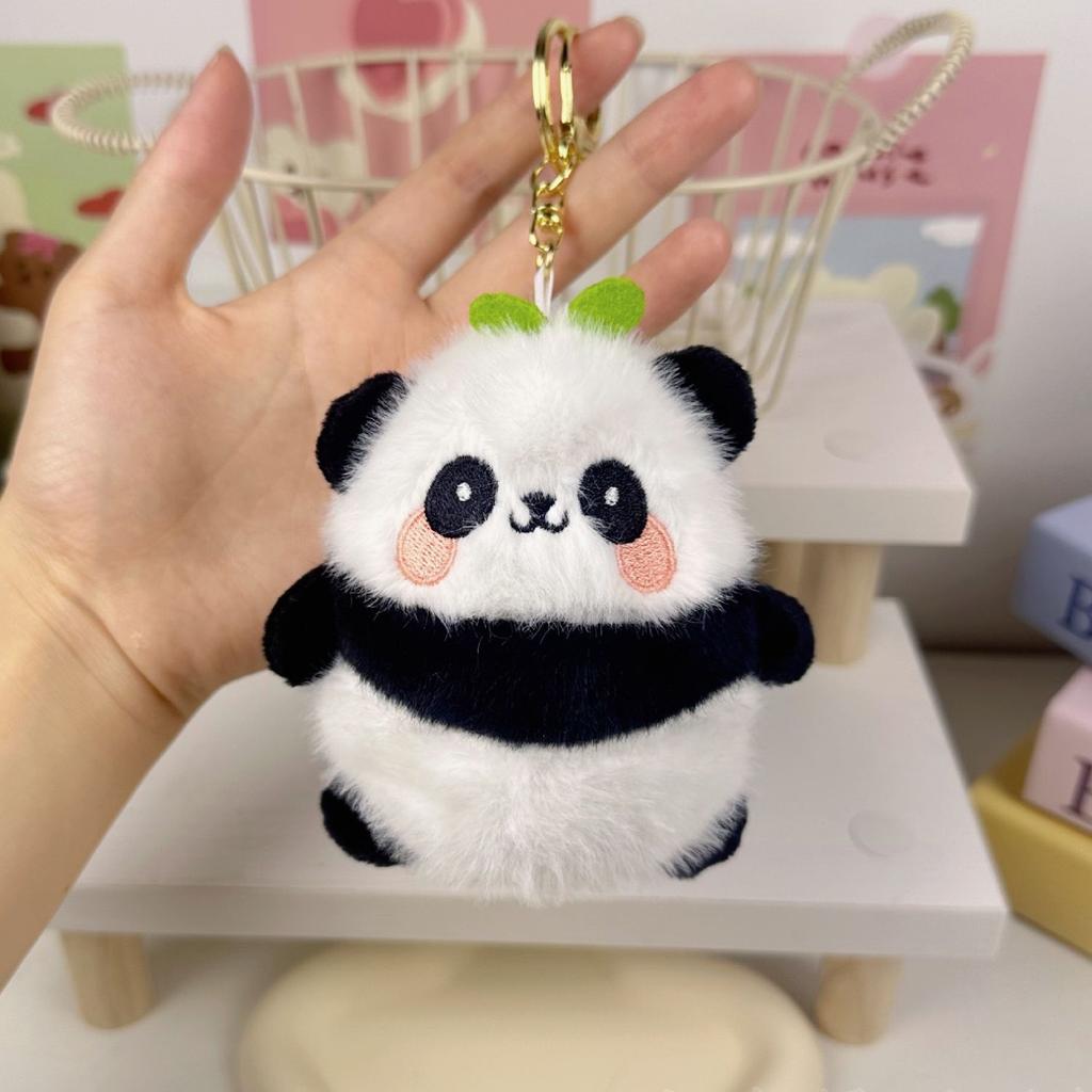 Cute Panda Plush Keychain Soft Stuffed Animal Doll Bag Charm Pendant Creative Gift Accessory