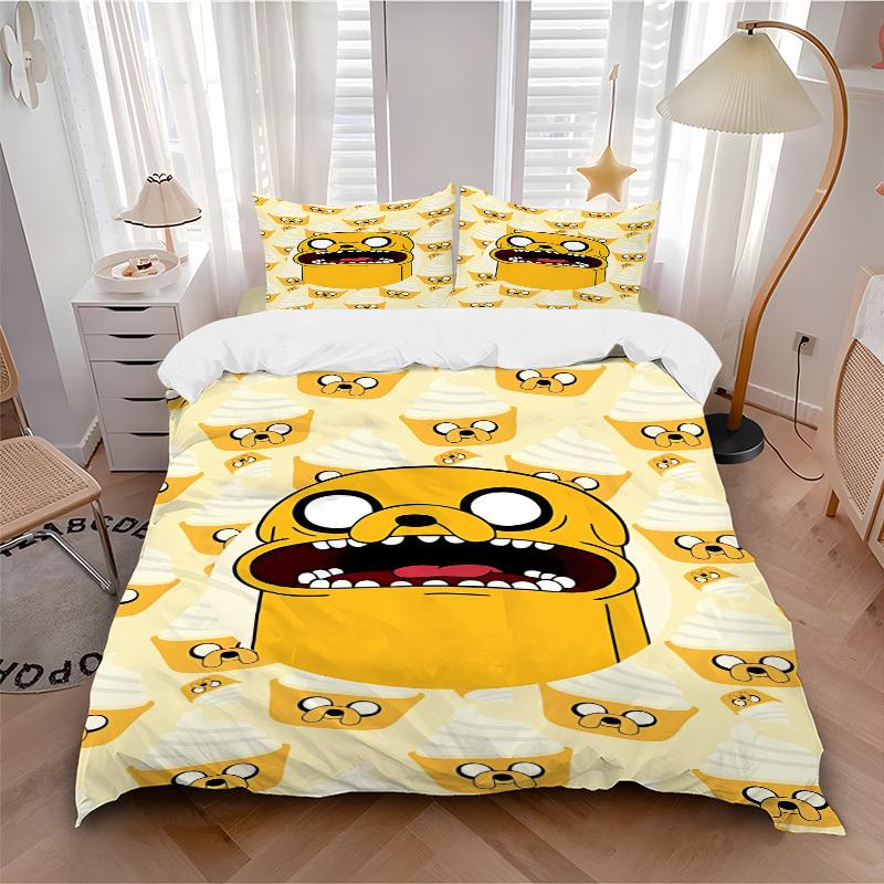 

3pcs bedding set Adventure Time Includes 1 Comforter + 2 Pillowcases, Without Pillow Inserts, Soft Comfortable,a0910217 135x200cm