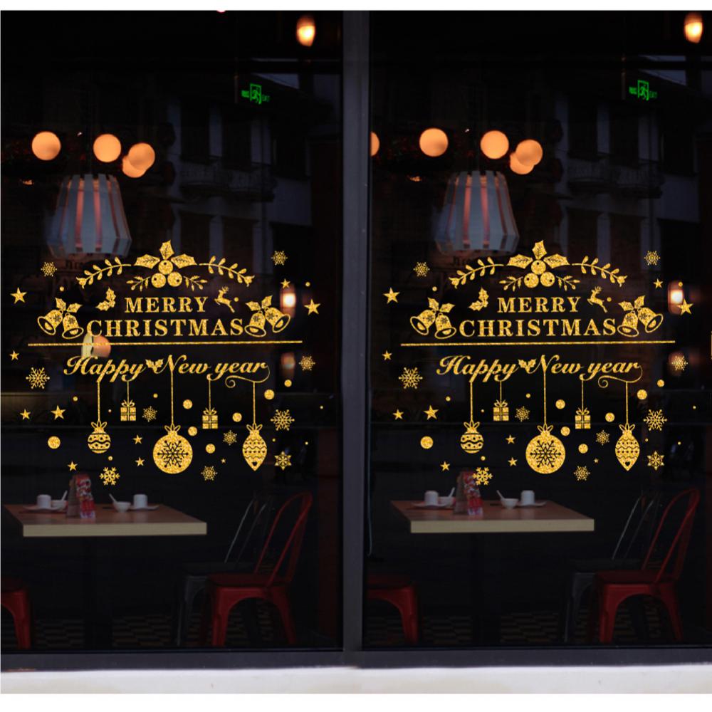 1/2/4PCS New Year Wallpaper Christmas Glitter Snowflake Window Sticker Electrostatic Wall Stickers Snowflake Door Glass Decor