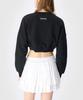 MARINE SERRE (W) Moon Logo Fleece Crop Sweatshirt Black