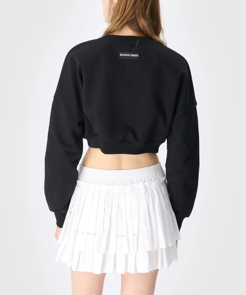 MARINE SERRE (W) Moon Logo Fleece Crop Sweatshirt Black