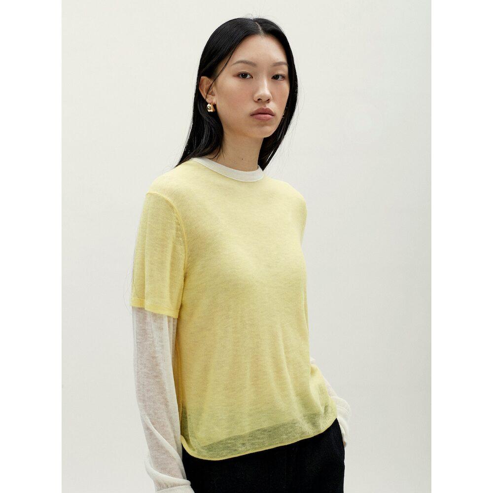 Anggae Layered Two Tone Sweatshirt Lemon