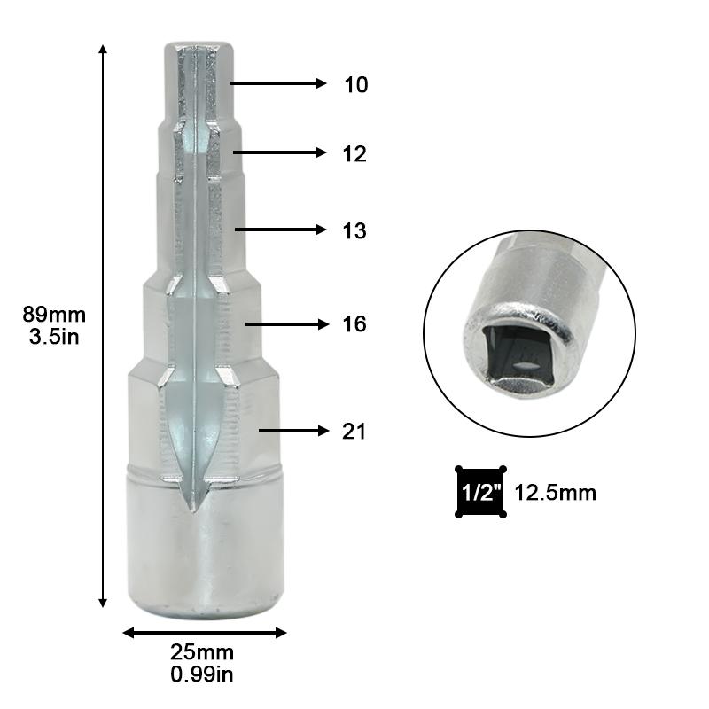 Composite Inner Four Square Head Pagoda Wrench 10-21mm Valve Pump Disassembly Ratchet Step Wrench Radiator Valve Tool Accessory