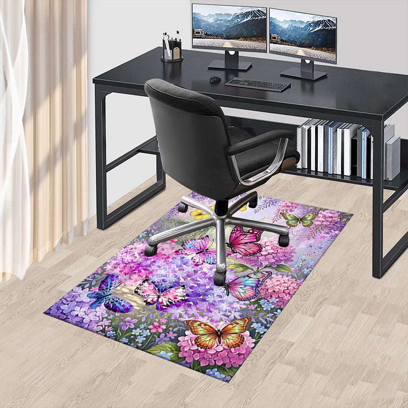 1PC Butterflies Flowers Non-Slip Floor carpet, Office, family, bedroom, Studio - Large Area Rug, Vibrant Colors, Longlasting Material-X442