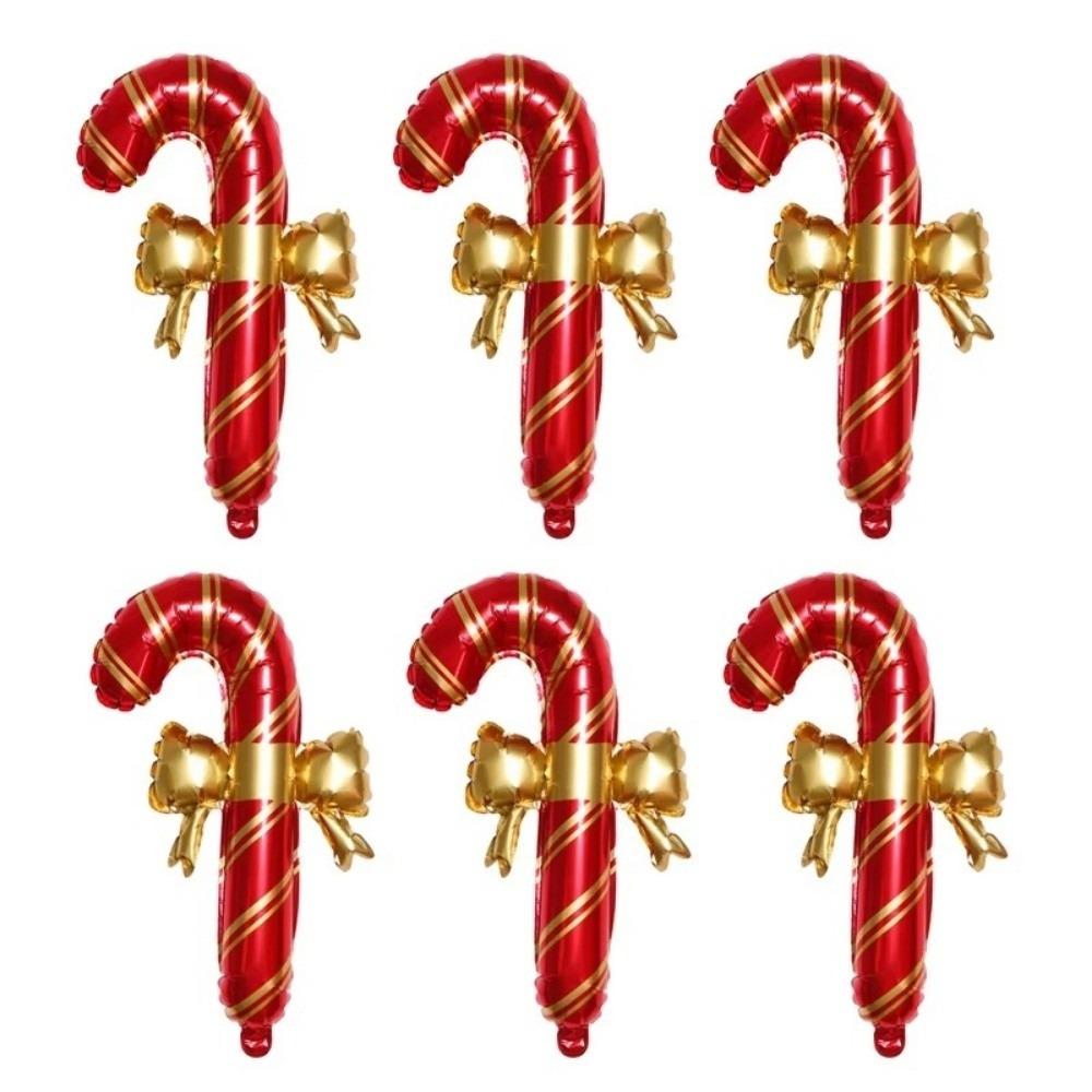 6pcs Large Christmas Balloons Red and Green Stripes Aluminium Foil Balloon Christmas Decoration