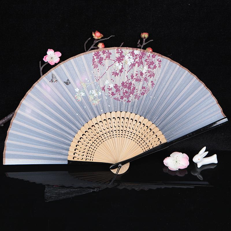Chiński styl Retro Składany wachlarz Lato Wachlarz ręczny dla kobiet Wachlarz na imprezę do tańca Starożytny gruby, ale luźno tkany jedwab abanicos para boda