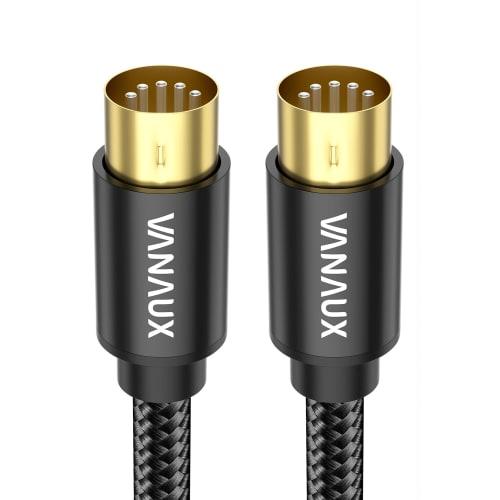 VANAUX MIDI Cable, 5-Pin Keyboard Cord, DIN Male To Male, for Connecting Synthesizers, Electronic Drums, Digital Pianos, MIDI Keyboards, and More (1m)