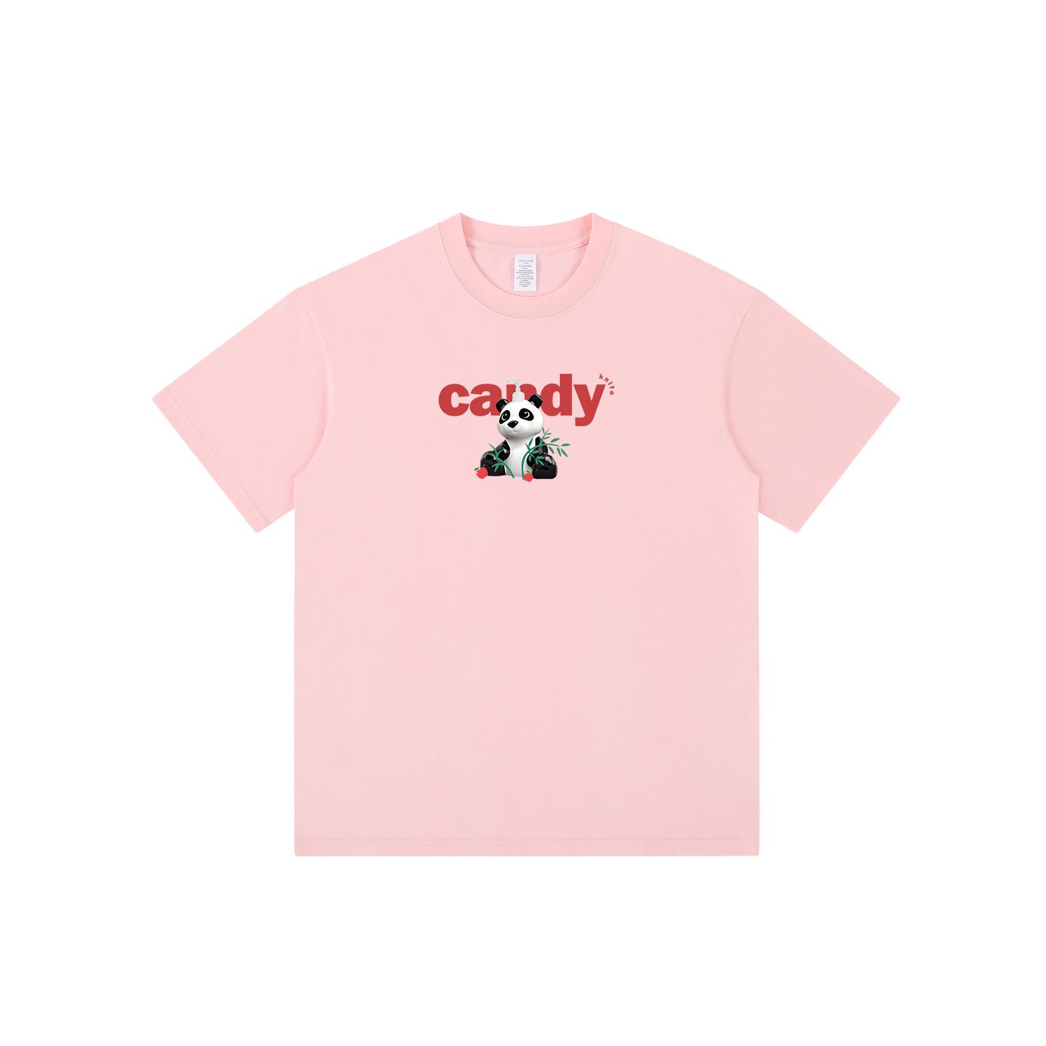 

Милая футболка унисекс из хлопка свободного кроя с принтом панды - С коротким рукавом, круглым вырезом для студентов и пар M розовый
