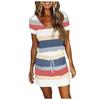Women's Summer 2026 Casual Fashion Printed Drawstring V-Neck Short Sleeve Dress