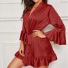 Women's Ruffled Bathrobes Solid Color Loungewear Dressing Gowns