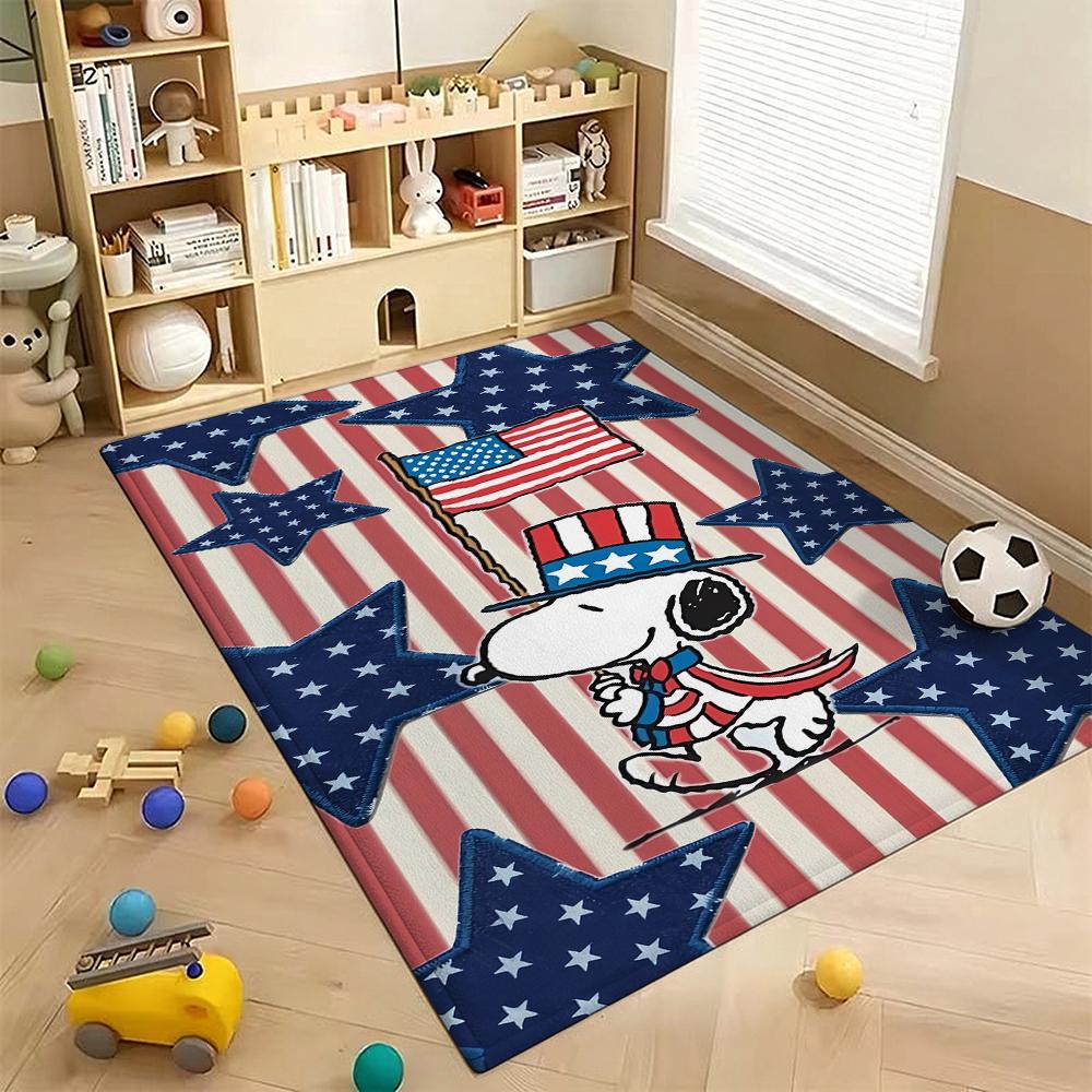 Snoopy Patriotic Parade Theme Rug Durable Stainresistant Easyclean Carpet For Kids Bedroom Play Area Home Party Decor Christmas Gift