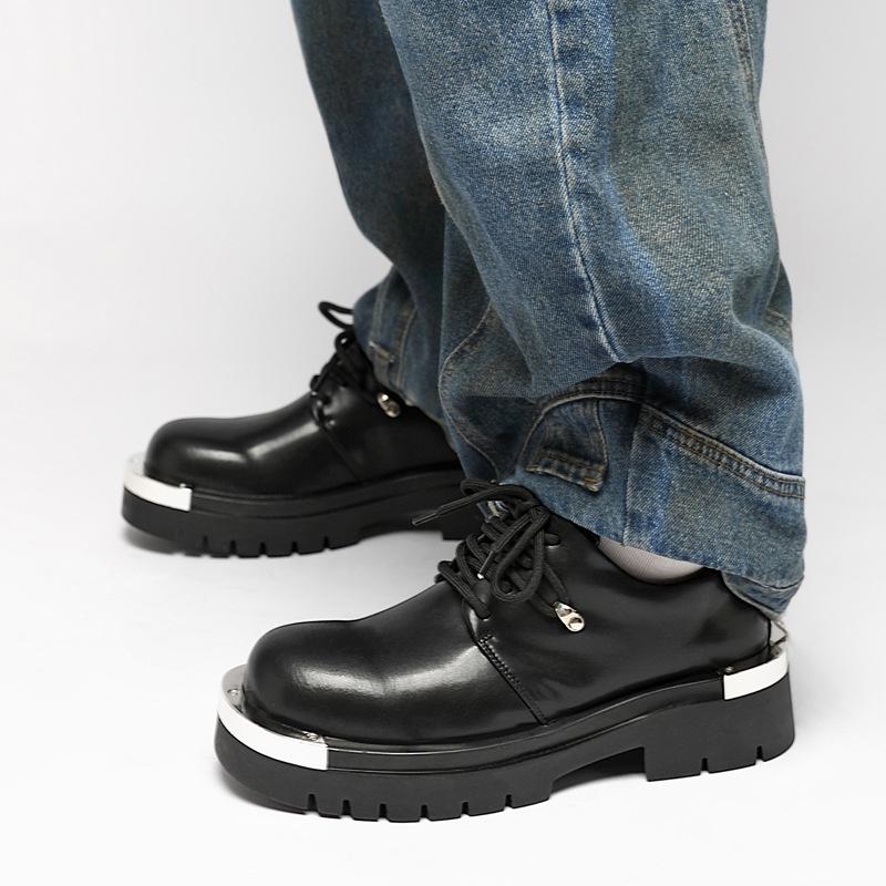 Fashion 2025 Autumn Casual Business Leather Shoes for Men Height-increasing Big Head Derby Men's Shoes Fashion Black Platform Shoe Man