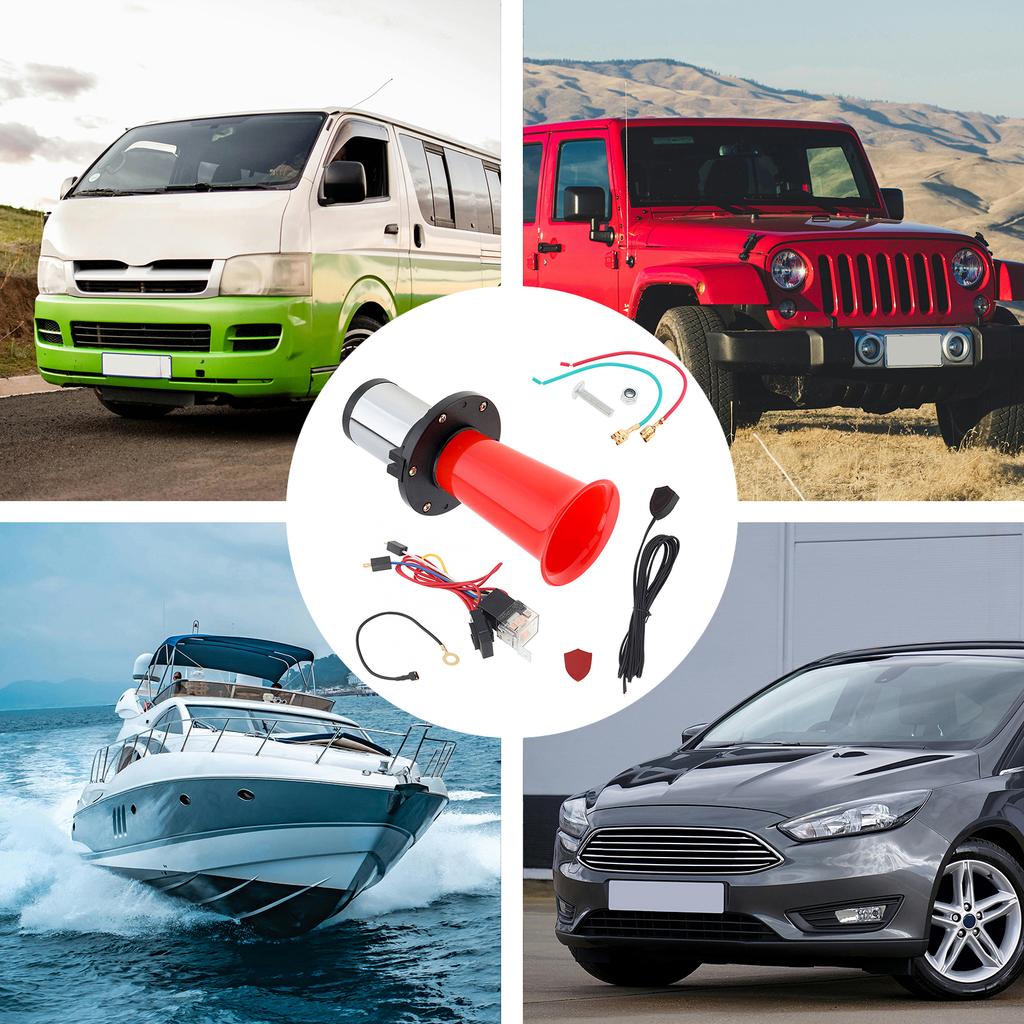 12V 110dB Super Loud OOGA Vintage Classic Air Horn Complete Kit with Button Wiring Harness Wear-resistant for Car Motorcycle Truck