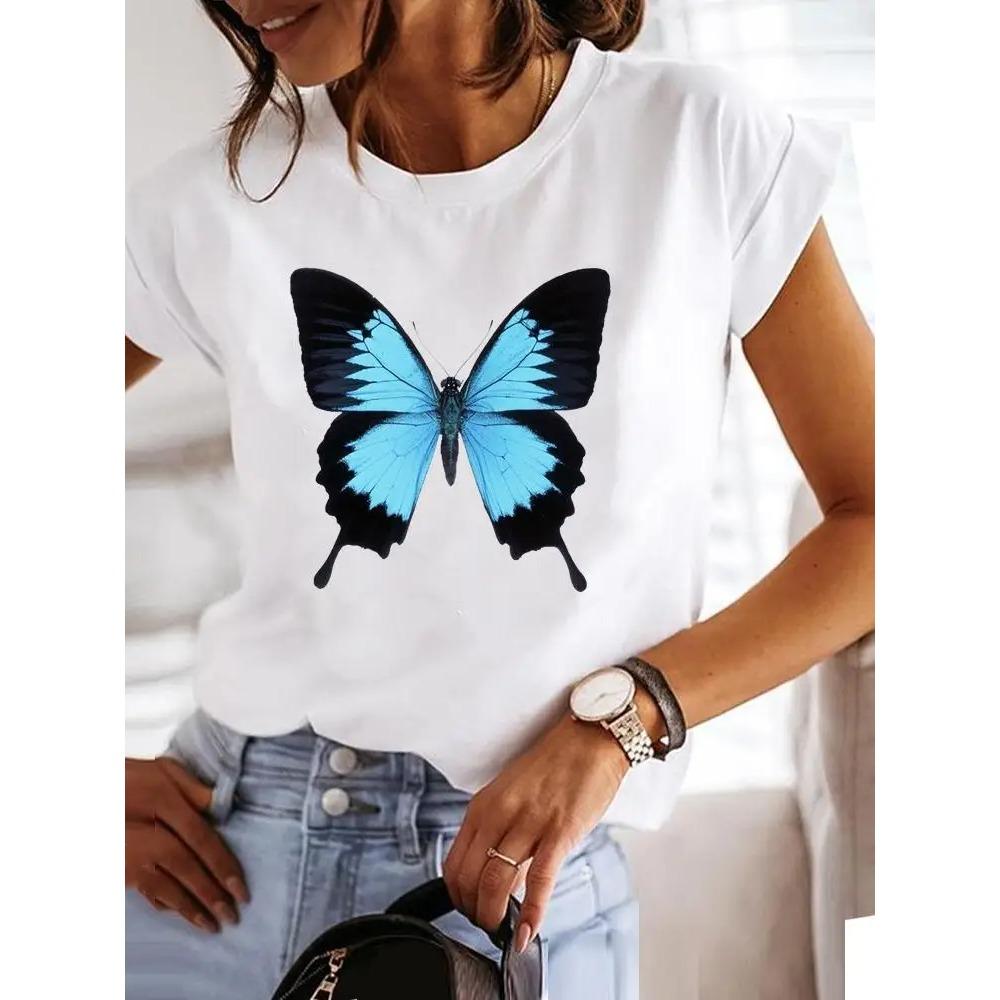 2025 Summer Women Clothes Style Trend Print T-shirt Fashion Short Sleeve Cute Casual Clothing